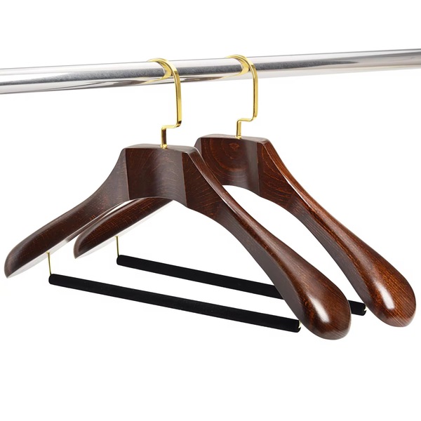 Custom Logo Luxury Wooden Coat Hangers for Clothing Store,Hotel